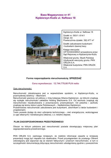 Baza Magazynowa nr 41 Kędzierzyn-Koźle ul. Naftowa 18 - PKN Orlen