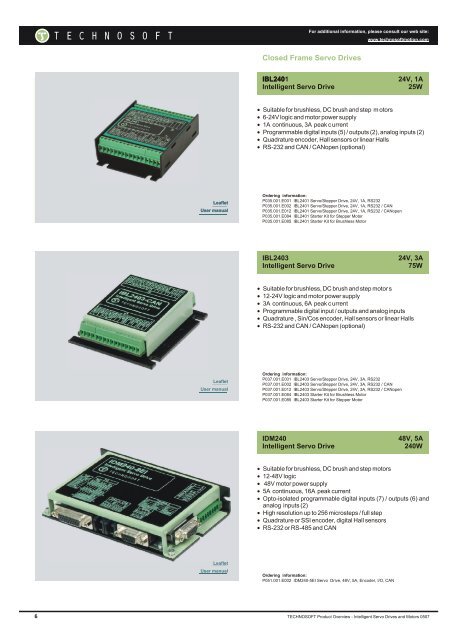 Technosoft Intelligent Servo Drives Catalog - ORLIN Technologies Ltd