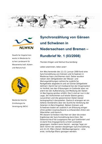 Rundbrief Nr. 1 - NiedersÃ¤chsische Ornithologische Vereinigung eV