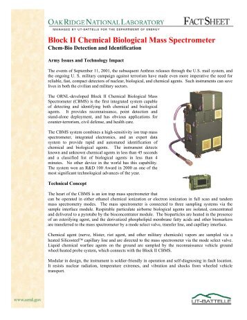 Block II Chemical Biological Mass Spectrometer - Oak Ridge ...