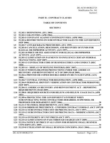 part ii - contract clauses