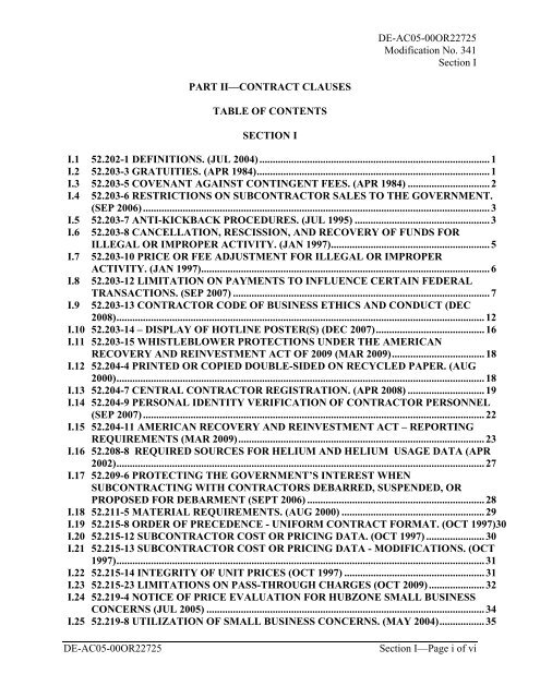 part ii - contract clauses