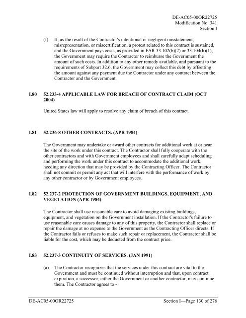 part ii - contract clauses