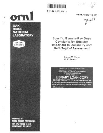 Specific gamma-ray dose constants for nuclides important to ...