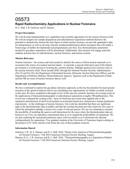 FY2010 - Oak Ridge National Laboratory