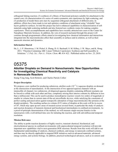 FY2010 - Oak Ridge National Laboratory