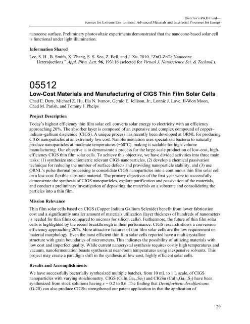 FY2010 - Oak Ridge National Laboratory