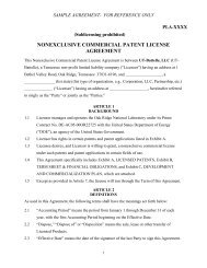 Nonexclusive Patent License - Oak Ridge National Laboratory