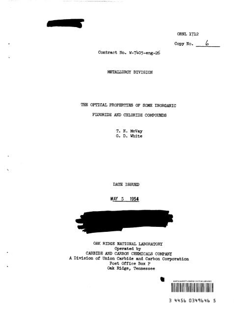 The optical properties of some inorganic fluoride and chloride ...