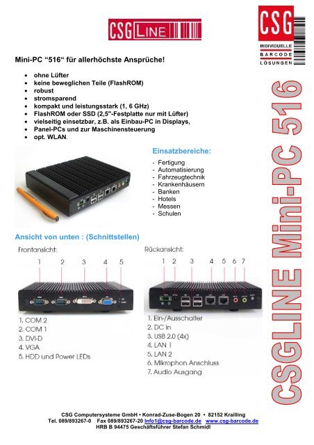 Mini-PC “516“ für allerhöchste Ansprüche! Einsatzbereiche ... - CSG