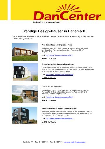 Trendige Design-Häuser in Dänemark. - Dancenter