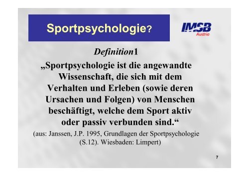 Grundlagen der Sportpsychologie und Methodik - ORRV