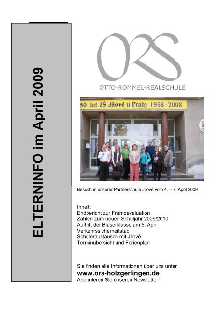 ELTERNINFO im April 2009 - Otto-Rommel-Realschule