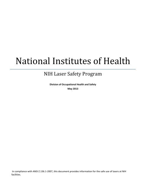 NIH Laser Safety Program - ORS - National Institutes of Health