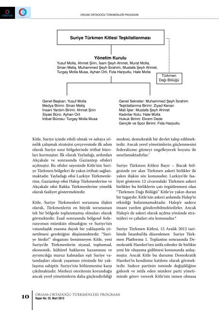 SURİYE TÜRKMENLERİ: SİYASAL HAREKETLER VE ... - orsam