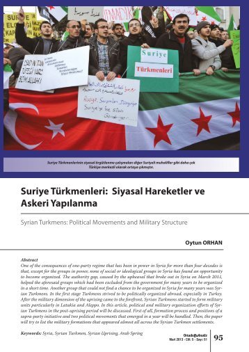 Suriye Türkmenleri: Siyasal Hareketler ve Askeri Yapılanma - orsam