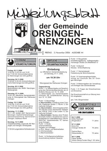 Einladung - Orsingen - Nenzingen