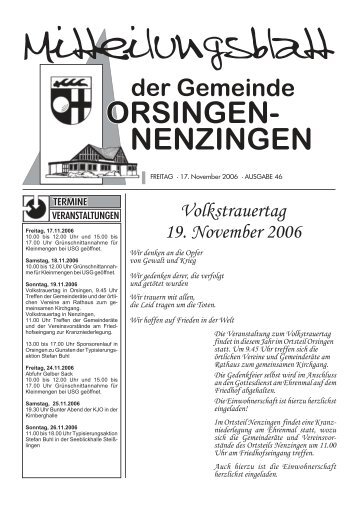 Volkstrauertag 19. November 2006 - Orsingen - Nenzingen