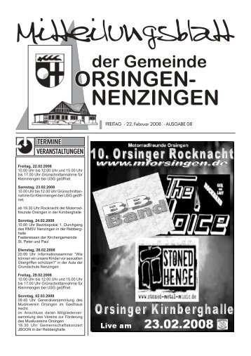 FREITAG â¢ 22. Februar 2008 â¢ AUSGABE 08 - Orsingen - Nenzingen