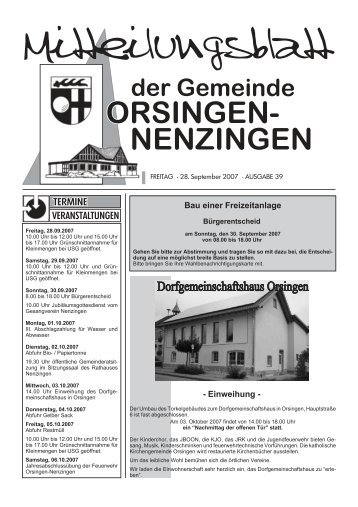 - Einweihung - Bau einer Freizeitanlage - Orsingen - Nenzingen