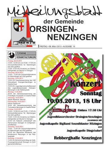 FREITAG â¢ 08. MÃ¤rz 2013 â¢ AUSGABE 10 - Orsingen - Nenzingen