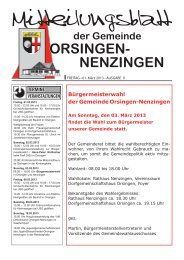 Mitteilungsblatt vom Freitag, 01. MÃ¤rz 2013, Ausgabe 9 - Orsingen ...