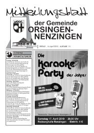 FREITAG â¢ 16. April 2010 â¢ AUSGABE 15 - Orsingen - Nenzingen