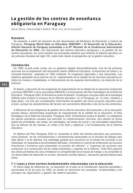 La gestiÃ³n de centros de enseÃ±anza obligatoria en IberoamÃ©rica