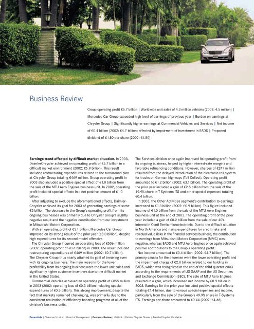 Daimlerchrysler Annual Report 2003