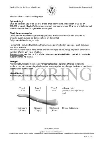 Klavikelfraktur â Kliniske retningslinjer Epidemiologi Brud pÃ¥ ...