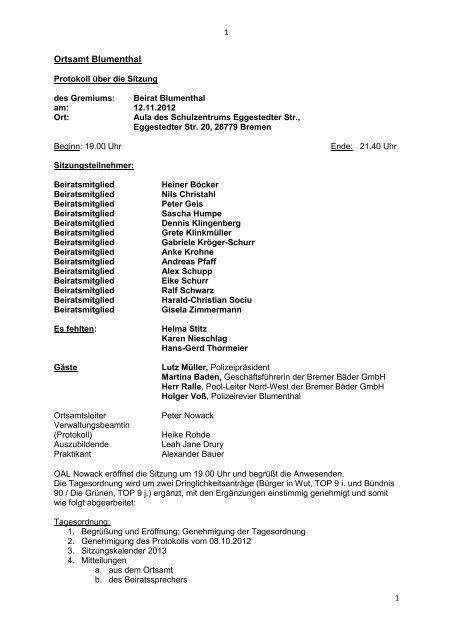 Protokoll 12.11.2012 (pdf, 325.1 KB) - Ortsamt Blumenthal - Bremen