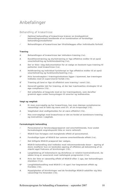 Referenceprogram for behandling af knÃ¦artrose - Sundhedsstyrelsen