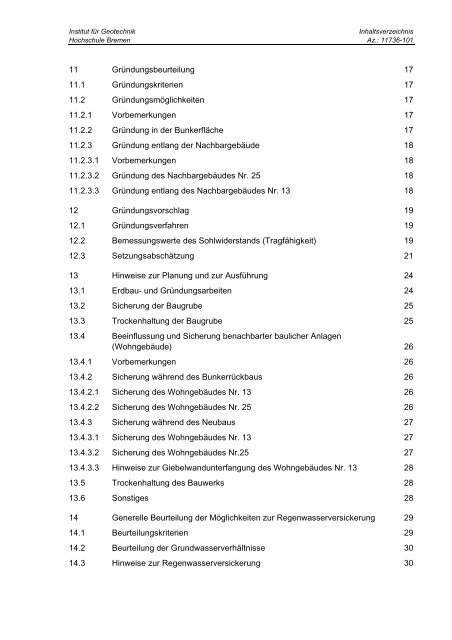 Geotechnischer Bericht - Ortsamt Mitte / Östliche Vorstadt - Bremen