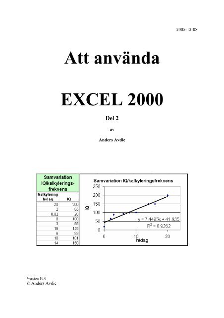 Att anvÃ¤nda EXCEL 2000 Del 2