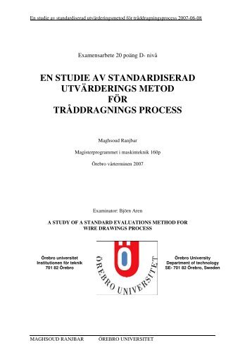 En studie av standardiserad utvÃ¤rderingsmetod ... - Ãrebro universitet