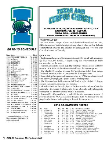 TAMUCC Game Notes - Oral Roberts University Athletics