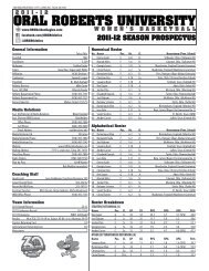 2011-12 season prospectus - Oral Roberts University Athletics