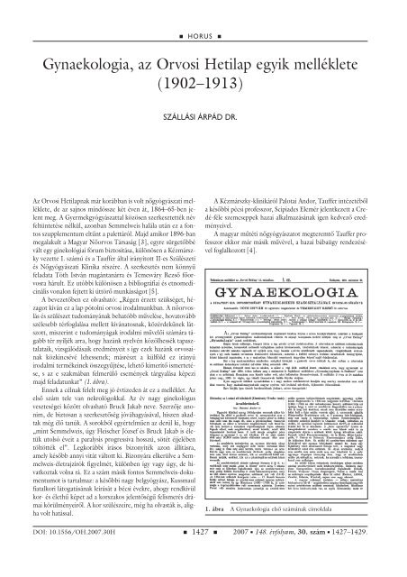 Gynaekologia, az Orvosi Hetilap egyik mellÃ©klete (1902â1913)
