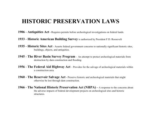 HISTORIC PRESERVATION LAWS - Osage Nation