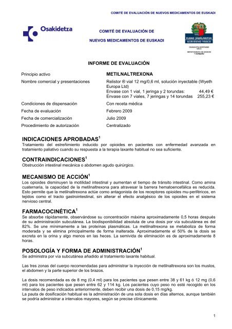 indicaciones aprobadas contraindicaciones ... - Osakidetza