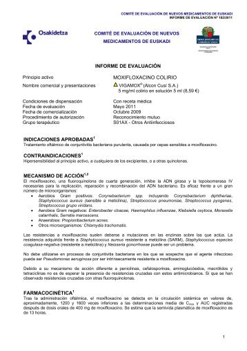 informe de evaluaciÃ³n moxifloxacino colirio indicaciones ...