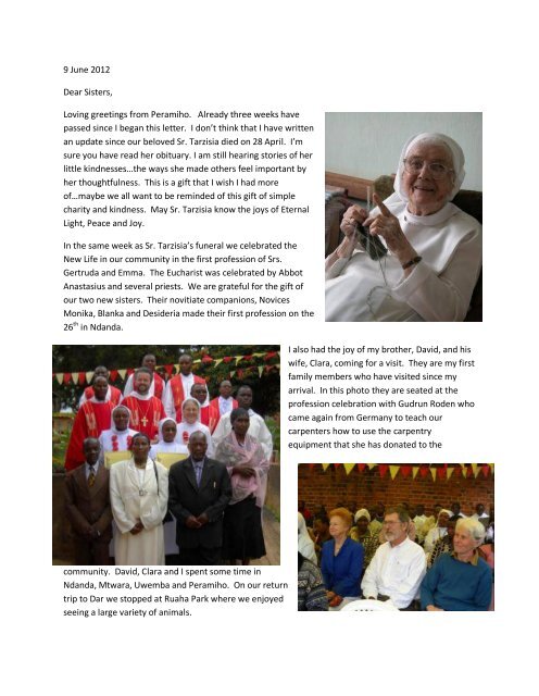 2012 June 9 - letter from Sr. Rosann, Prioress - Welcome to the ...