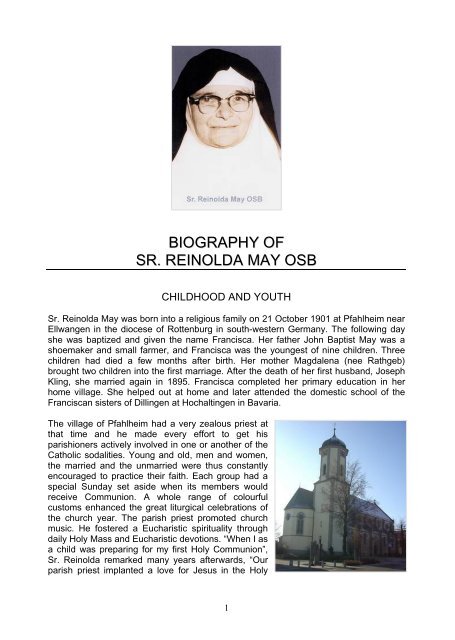 biography of sr. reinolda may osb - Welcome to the Missionary ...