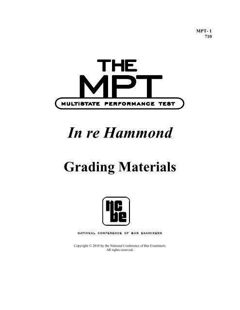 MPT Grading Materials July 2010 - Oregon State Bar