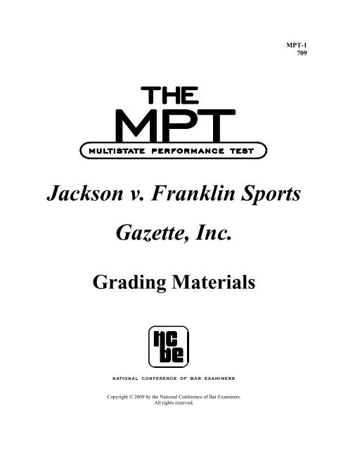 Jackson v. Franklin Sports Gazette, Inc. Grading ... - Oregon State Bar