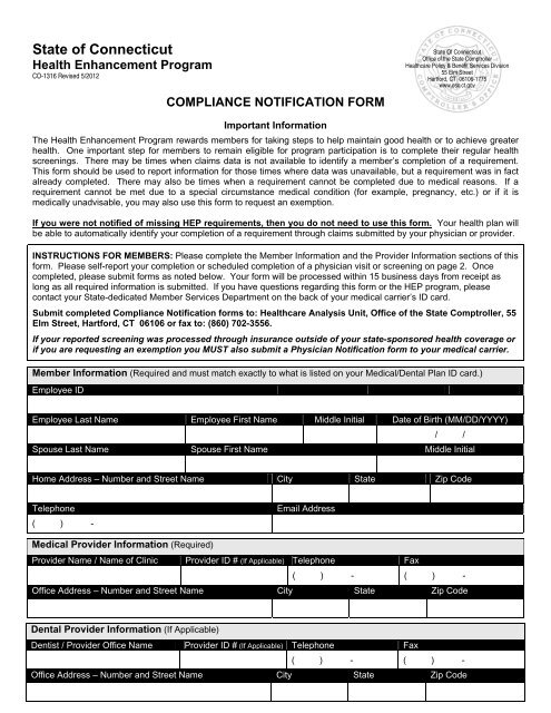 Compliance Notification Form - Office of the State Comptroller - CT.gov