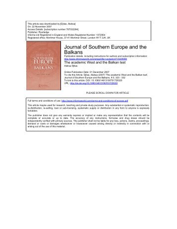 Journal of Southern Europe and the Balkans - Aleksa Djilas