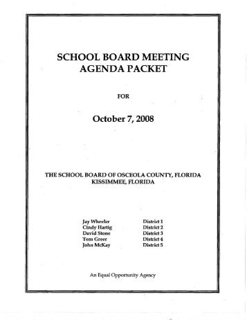 SCHOOL BOARD MEETING AGENDA PACKET - Osceola County ...
