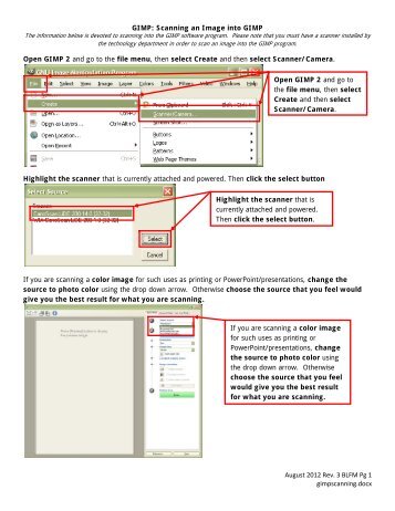 GIMP: Scanning an Image into GIMP Open GIMP 2 and go to the file ...