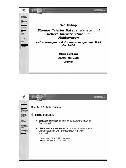 Workshop Standardisierter Datenaustausch und sichere ... - OSCI